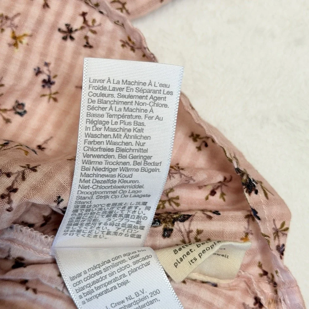 Madewell Sophia Top Bouquet Floral Pink Smocked Cotton Peasant Blouse Plus 2X